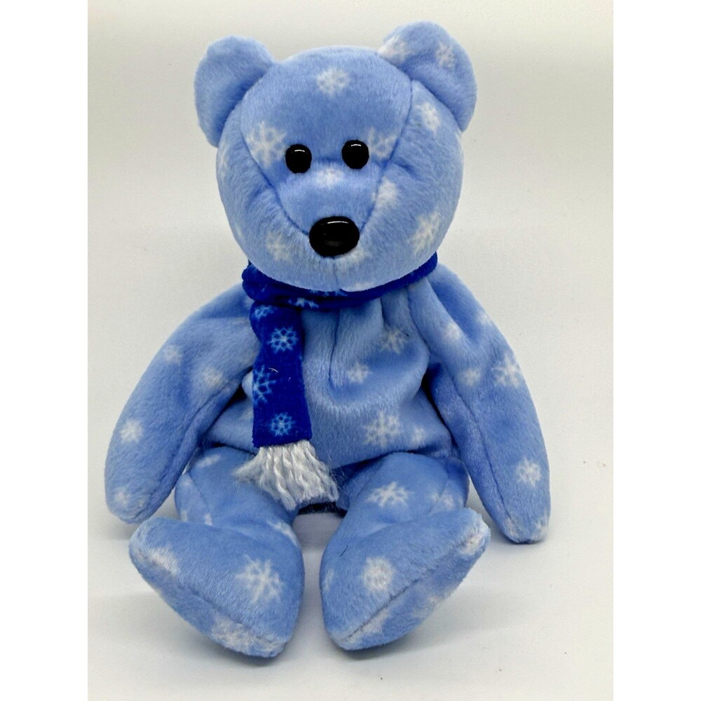TY Beanie Baby Holiday Teddy 1999 Ice Blue Snowflake Bear Rare No Tags Plush